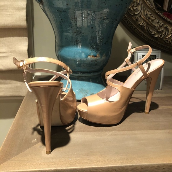 Nude Cutout Strappy Heels - Picture 2 of 5